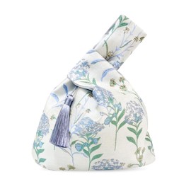 Koundeneko Japanese Style Handbag, Floral Pattern with Tassel, Handheld Pouch, Yukata, Kimono, Kimono Bag, Coins, Accessories, Keys, Wallet, Accessory Storage, Fireworks Shows, Summer Festivals, Coming-of-Age Ceremonies, Shichi-Go-San Festivals (Blue)