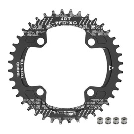 BESNIN Chainring 104 BCD Chainring 30T 32T 34T 36T 38T 40T 42T 44T 46T 48T 50T 52T Narrow Wide Tooth Round Chainring for 7/8/9/10/11/12 Speed MTB BMX Road Bike (Black, Round 40T)