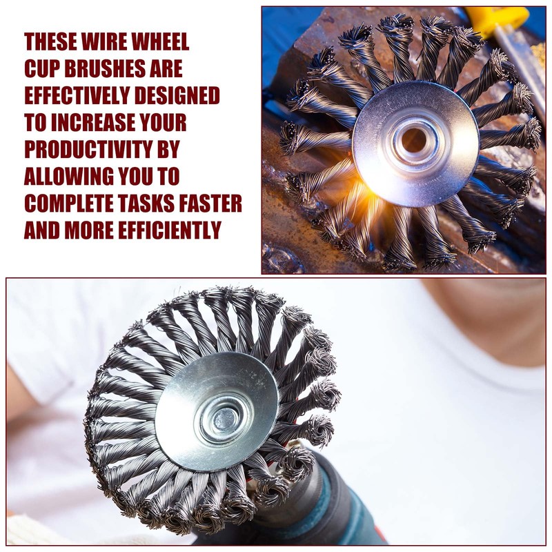 Tandefio 24 Pcs Wire Wheel Brush Wire Wheels with 5/8"-11