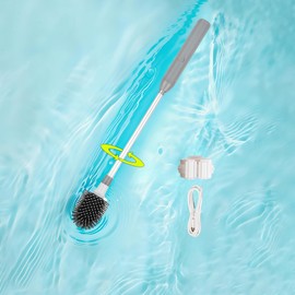 Electric Toilet Brush Rechargeable 360° Spinning Wall-Mounted Toilet Brush, Speed Adjustable, Flexible Silicone Brush Head, Easy for Daily Cleaning (Silver Gray)