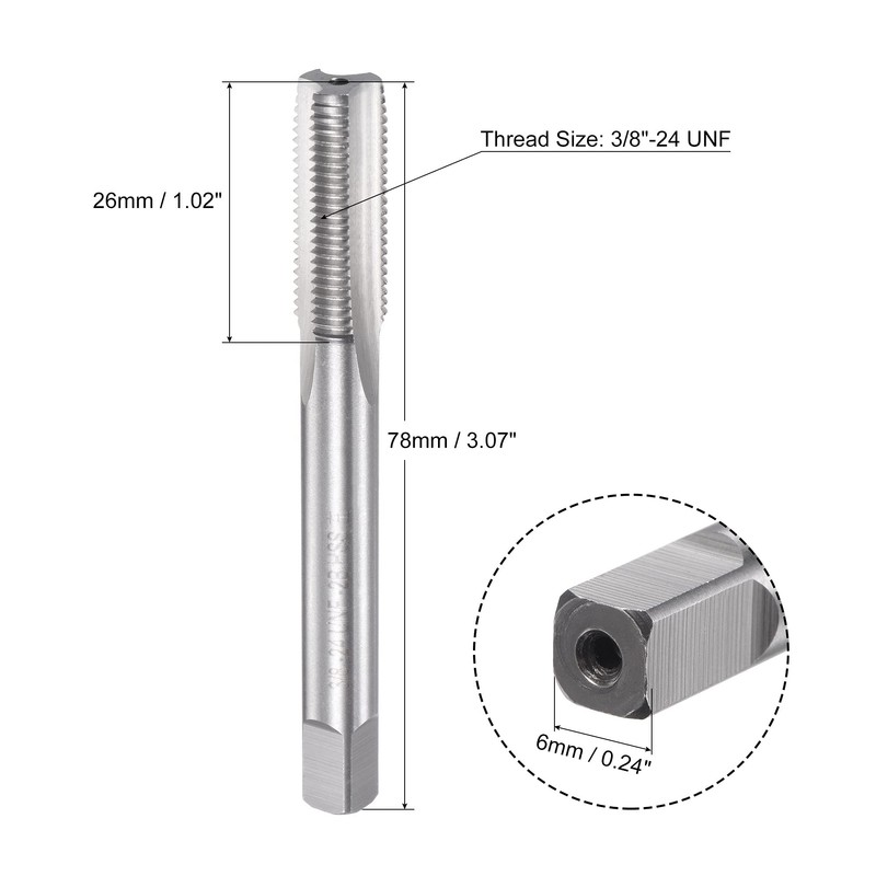 sourcing map Thread Milling Threading Tap 3/8"-24 UNF, Left Hand