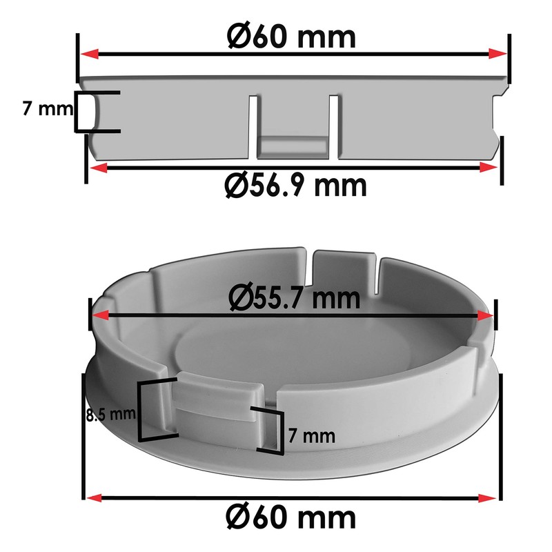 Biomar Labs 4 x 60 mm Plastic Hub Caps Black