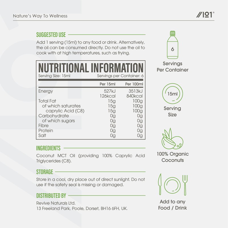 Organic C8 MCT Oil - 100ml (Glass) - 99%+ Cold