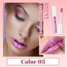 Light Purple Metallic Lipstick for Women,Lightweight Glitter Sparkling Liquid Lipsticks,Shimmer Lip Gloss Stain Long Lasting Waterproof Smudge Proof Non-Drying 24 Hour Full Coverage Lip Makeup,Vegan