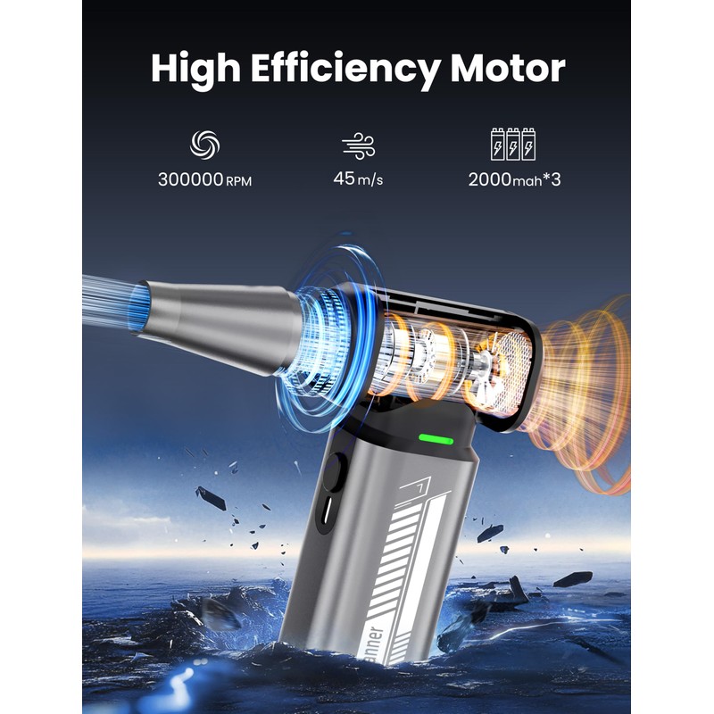Compressed Air Duster-300000RPM Super Power Cordless Electric Air Duster, Stepless