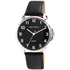 Just Watch Bernard JW20160 Men's Watch Genuine Leather Pin Buckle Analogue Quartz, black, Strap.