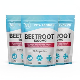 Beetroot Capsules Complex 5000mg High Strength | L-Citrulline Malate & Black Pepper | Nitric Oxide Supplement for Men & Women | UK Made, Vegan (3 Pack)