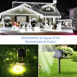 DAHAN 32 m 300 LED Luces Solares Navideñas de Cable Plano Solar al Aire Libre, Impermeables IP44, 8 Modos Luces Solares para Patio, Jardín, Balcón, Luces de Decoración para Navidad(Blanco frio)