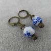 Pemby Studio CHINOISERIE Porcelain Bead Dangle Earrings Antique Bronze Tone