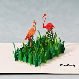PinesFamily C18-Beautiful 3D Pop-Up Flamingo Card - Perfect for Birthdays, Anniversaries, Va