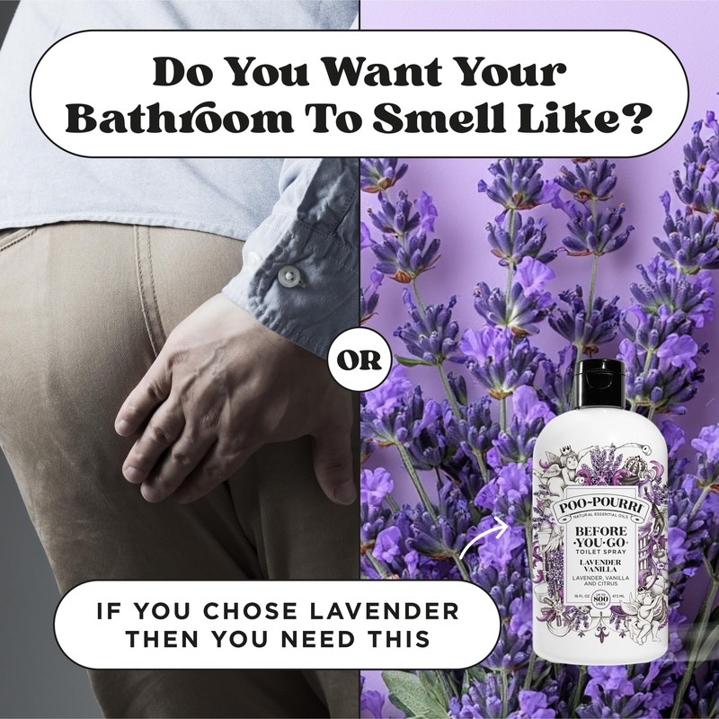 Poo-Pourri Before-You-Go Toilet Spray Refill, Lavender Vanilla,16 Fl Oz, Up