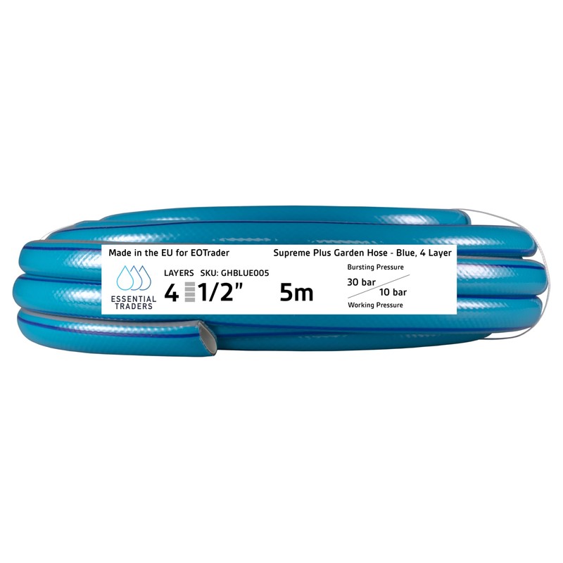 1/2" Blue Grey Flexible Garden Hose - 4 Layer Reinforced
