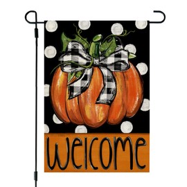 CROWNED BEAUTY Fall Garden Flag Pumpkin 12x18 Inch Double Sided Burlap for Outside Welcome Small Seasonal Autumn Yard Decoration CF1865-12
