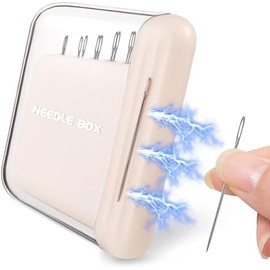 Portable Travel Magnetic Sewing Needles Case,Include 10PCS 5 Size Sewing Sharp Needles,Magnetic Needle Holder,Super Magnetic Mini Needle Storage Box for Hand Sewing Art Crafts(Beige)