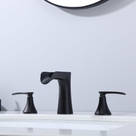 JAKARDA Waterfall Bathroom Faucet Black, Two Handle 8inch Bathroom Faucet, Waterfall Faucet, Widespread Bathroom Faucet, Matte Black