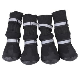 Juego de 4 Piezas de Botas Altas Reflectantes Impermeables para Perros Grandes, Diseño Antideslizante con Cierre Ajustable para Caminar bajo la Lluvia