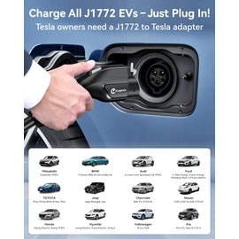 Ecogenix Level 1/2 EV Charger with Holder, 16A 25ft Cable Portable Mobile J1772 Charger, 110-120V 5-15 & 6-20 Plug, Home/Outdoor Charging Stations for All J1772 EV and Hybrid Vehicles