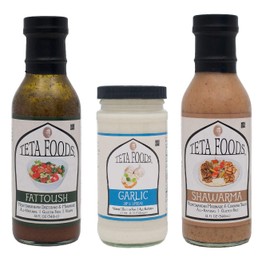 Teta Foods Garlic Dip & Spread, Shawarma Marinade, and Fattoush