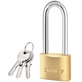 XTUFF Solid Brass Padlock with 6 Same Keys, Keyed Alike Padlock with 1-9/16 inch Wide Body, Locks with 2.5 Inch Extra Long Shackle for Indoor and Outdoor Usages 2 Pack