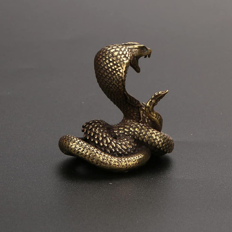 TOYANDONA Brass Cobra Snake Statue Cobra Snake Sculpture Wealth Figurine