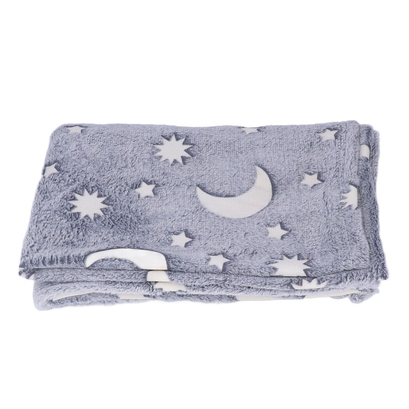 1.5x2m Luminous Blanket Double Side Flannel Star Moon Design Soft