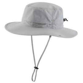 Connectyle Men's Quick Dry Nylon Fishing Sun Hat Safari Hiking Hat Outdoor Cowboy Hat Wide Brim Safari Bucket Hat Light Grey