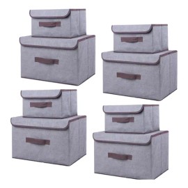8 Cajas Almacenamiento De Tela Plegables Con Tapas Multiuso