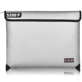 Waterproof Fireproof Document Bag - 5200°F with Heat Insulated, fireproof bags with Zipper, Fire Safe Envelope Bag for Cash/Important Documents/Valuables, 13.9"x10.6" fire proof money bag