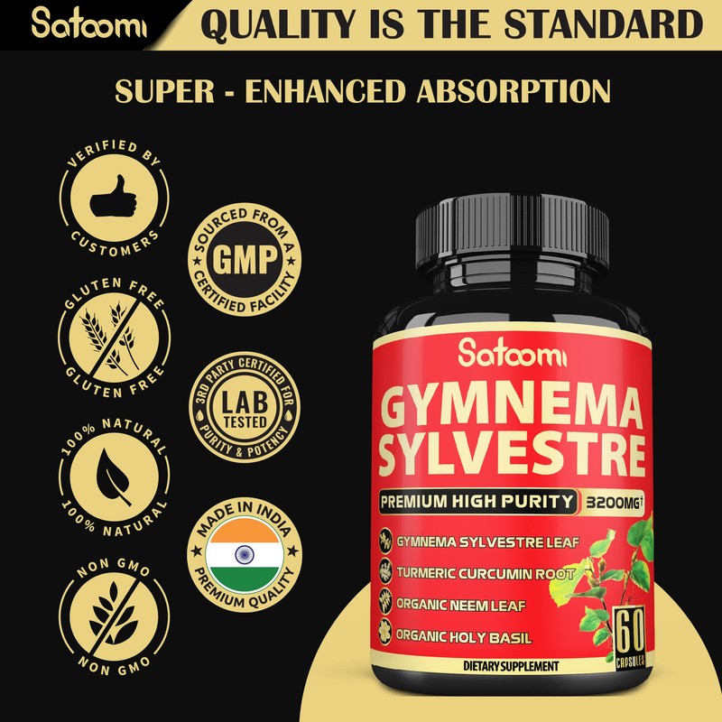 Premium Gymnema Sylvestre Extract Supplement - 4 Herbs Equivalent To