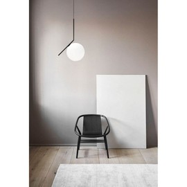 MZSUS Glass Spherical Pendant Light,Black Iron & White Glass Hanging Light Globe Chandelier Hanging Lamp (7.8'')