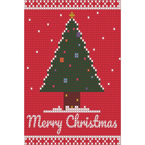 Merry Christmas: Tree with Snow and Decorated Interior - Lined