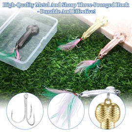 Pack of 4 Fishing Lures with Treble Hooks Spoons Trout Fishing Accessories Set Suitable for Blinker Fishing and Spinner Fishing, Funny Fishing Gifts for Anglers Men for Valentine's Day and Birthday
