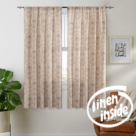 jinchan Damask Print Curtains for Living Room Drapes Multicolor Medallion Flax Window Curtain Panels for Bedroom 2 Panels 63 Inch Long Taupe