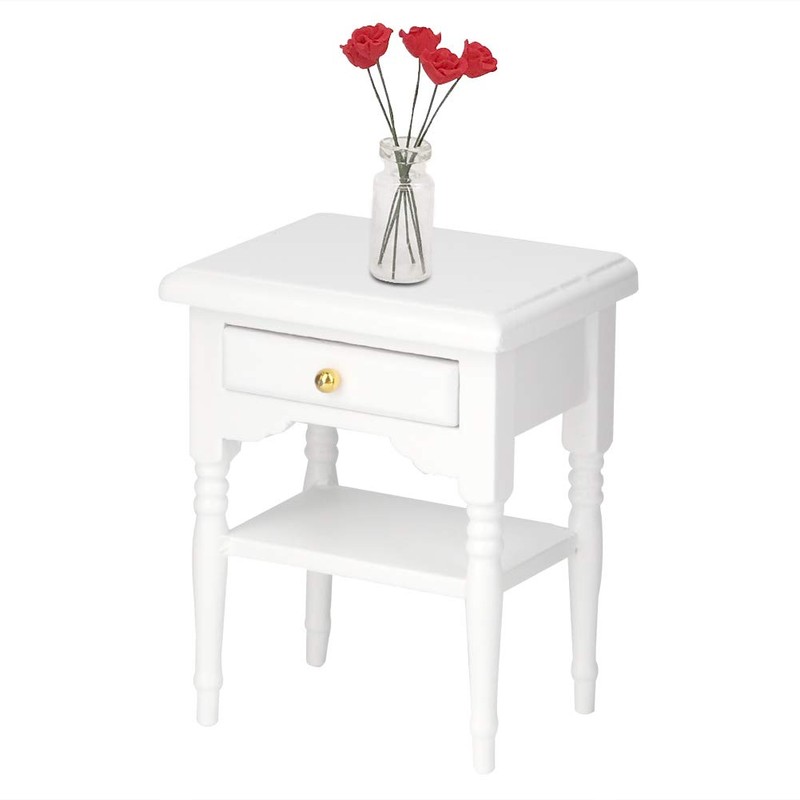 Tomantery Bedside Table Model, Fashion Lightweight Appearance, Durable White Bedside