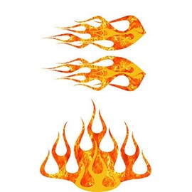 Wild Dingos LLC - STYLE2 Multi-Color Flame Decal Kit Golf Cart, UTV, RC, ATV, Mower, Motorcycle Tank (C - Large, PG24-101-021 LT Yellow)