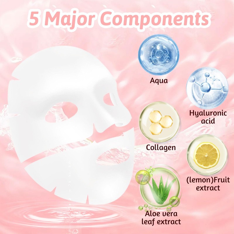 Yozexin Pack of 5 Organic Collagen Mask Overnight, Hydrating Overnight