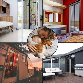 Fly Screen Window Magnetic Fly Curtain Mosquito Net No Drilling for Balcony Door Patio Door Cellar Door Living Room (Black: 95 x 150 cm)