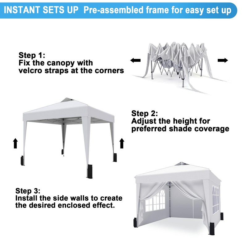 SANWAY 10x10 Pop Up Canopy Tent with Sidewalls x 4