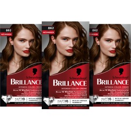 Brillance Intensive Colour Cream Hair Colour 862 Natural Brown Level 3, Pack of 3 (3 x 160 ml)