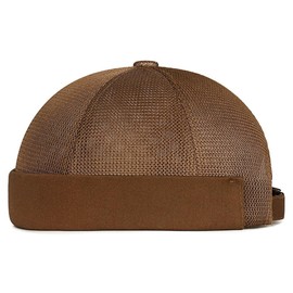 Men's Mesh Brimless Docker Cap Unisex Adjustable Beanie Caps Rolled Cuff Retro Hat Summer Worker Sailor Hat Skullcap Gold