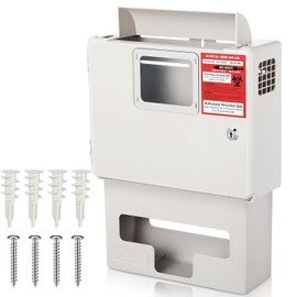 Geiserailie Wall Mount Locking Cabinet with Glove Box for 5 Qt Sharps Container, Sharps Box Not Included