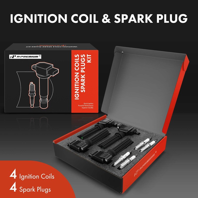 A-Premium Set of 4 Ignition Coil Pack and Iridium Spark