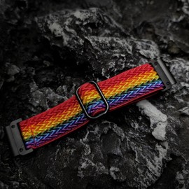 Abanen Upgraded Quick Fit 22mm Elastic Band for Garmin Fenix 7 / Fenix 6 / Fenix 5, Soft Stretchy Loop Nylon Wristband Strap for Garmin epix Pro 47mm,Forerunner 965/955 (Rainbow)