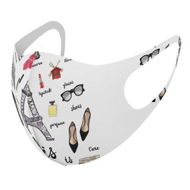 Smakore 012218 Design Mask, Set of 2, Polyester, Washable, Cloth Mask, Unisex, Paris Eiffel Tower, Stylish