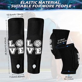 Ramede Volleyball Knee Pads and Arm Sleeves with Protection Pad Forearm Elbow Sleeve with Thumbhole Volleyball Accessories Gear for Girls Women(2 Pair