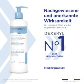 Dexeryl Cream: Care and protection for dry skin, especially for various skin conditions such as eczema. Fragrance-free and paraben-free, 500 g