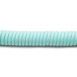 Glacier Premium Durable Quality Braided USB-C to USB-A Coiled Cable with Detachable Metal Aviator Connector Plug for Mechanical Keyboard (Turquoise)