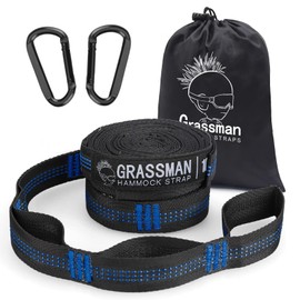 Grassman Hängematten Befestigung Längen-Verstellbares, 300cm Länge Aufhängung Hängematte Baum Schaukel Befestigung für Camping-Hängemattenzubehör, Hängematte Gurt mit 2 Hakenkarabinern 20 Schlaufen