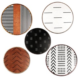 DETENE Wooden Boho Wall Decoration (Brown Stripes)
