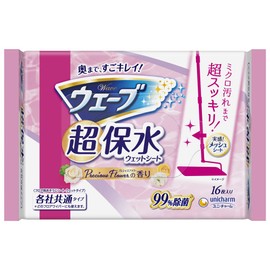 Wave Floor Cleaning Supplies, Wet Sheet, Super Water Retention, Fine Scent, 16 Sheets